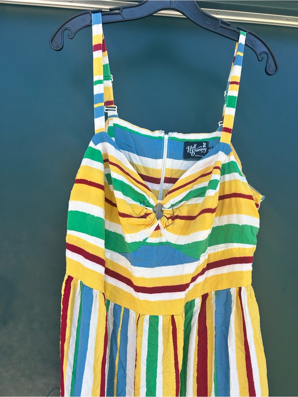 Hell Bunny Multicolor Striped Sundress in Blue, Green, Yellow & Red - Picture 5 of 13